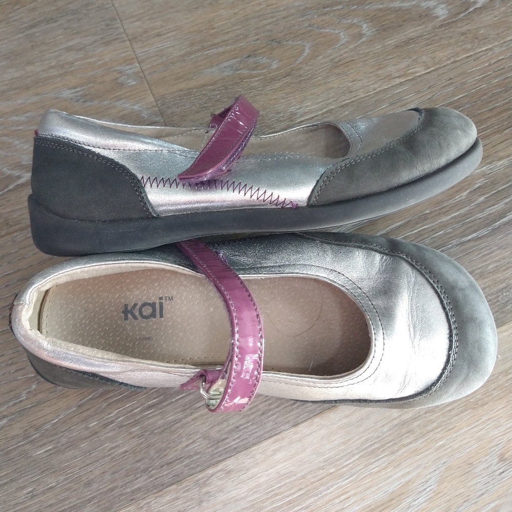 KAI leather mary jane shoes gray plum 3